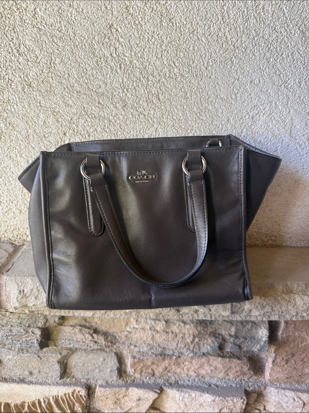 Authentic vintage Coach purse. Dark Brown Leather Satchel with Silver Hardware